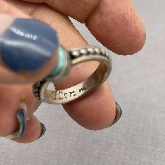 J con (?) Turquoise Gemstone Ring 950 Sterling Size 6 - Picture 5 of 7